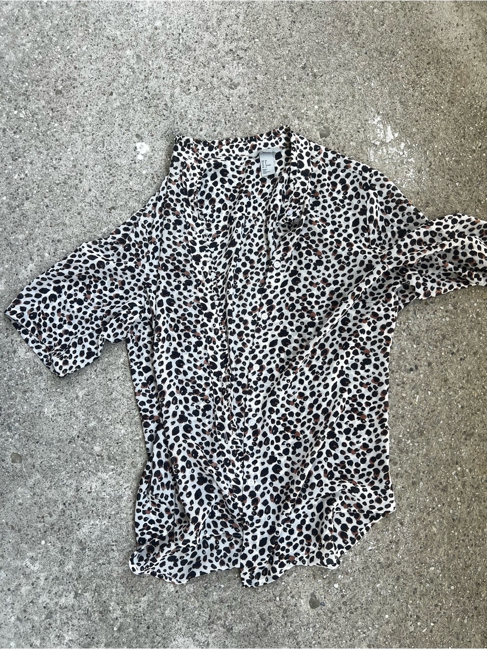 H&M Leopard Print Blouse in Cream, Black & Brown